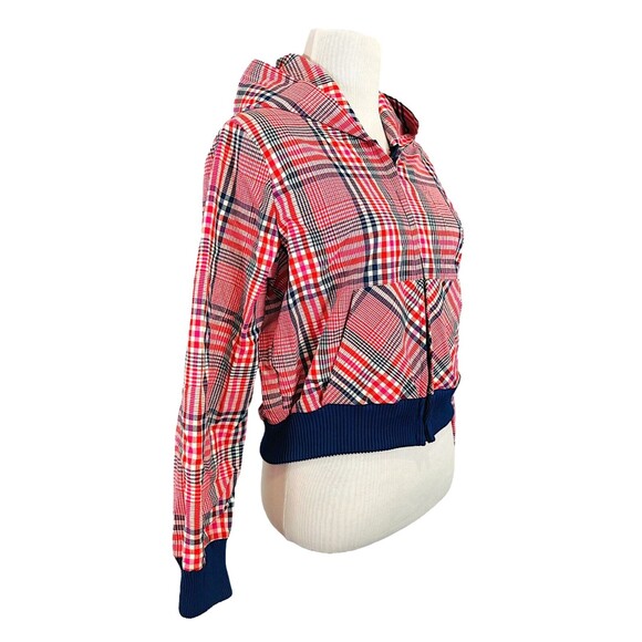 Vintage Cropped Plaid Hooded Lightweight Jacket - Picture 5 of 16